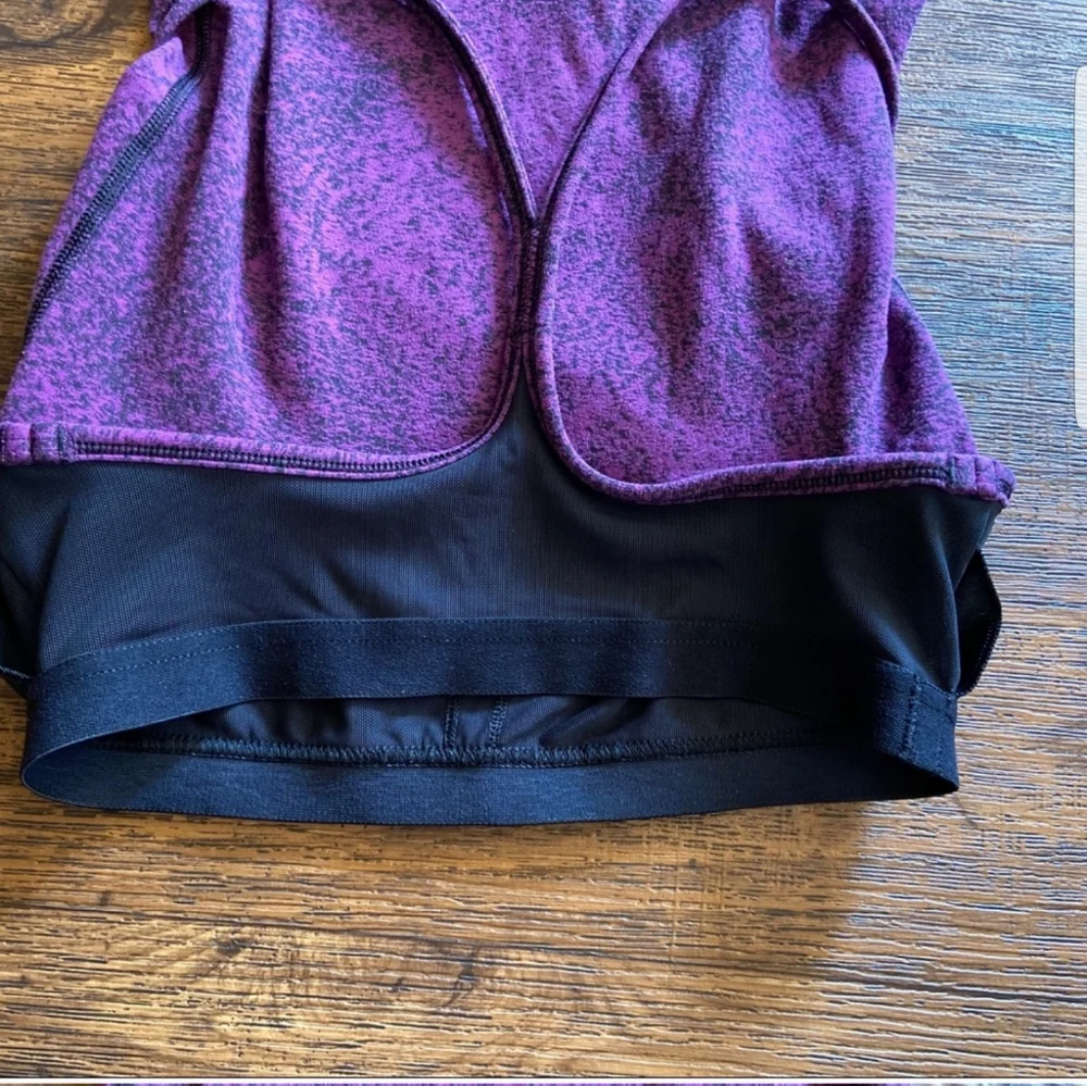 Lululemon Power Y Tank Top Purple Black Space Dye Built In Bra Size 4‎